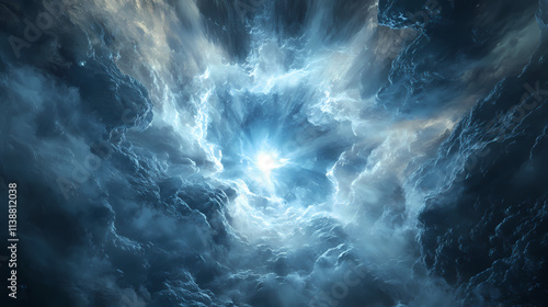 A cavernous opening radiating light, suggesting depth and discovery. Cavernous. Illustration