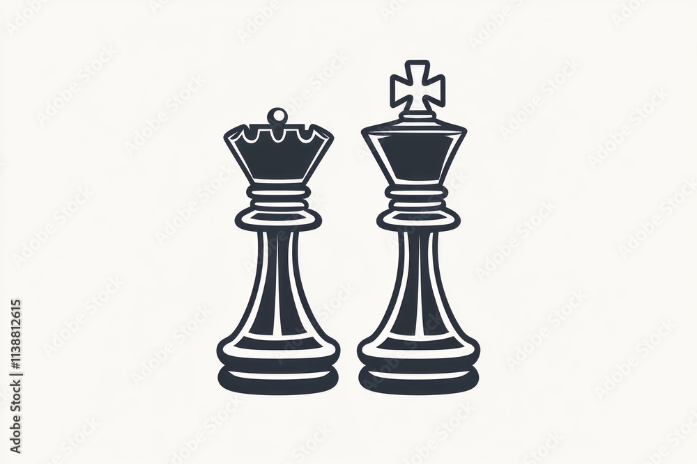 King and queen chess pieces icon. King and queen chess pieces icon.
