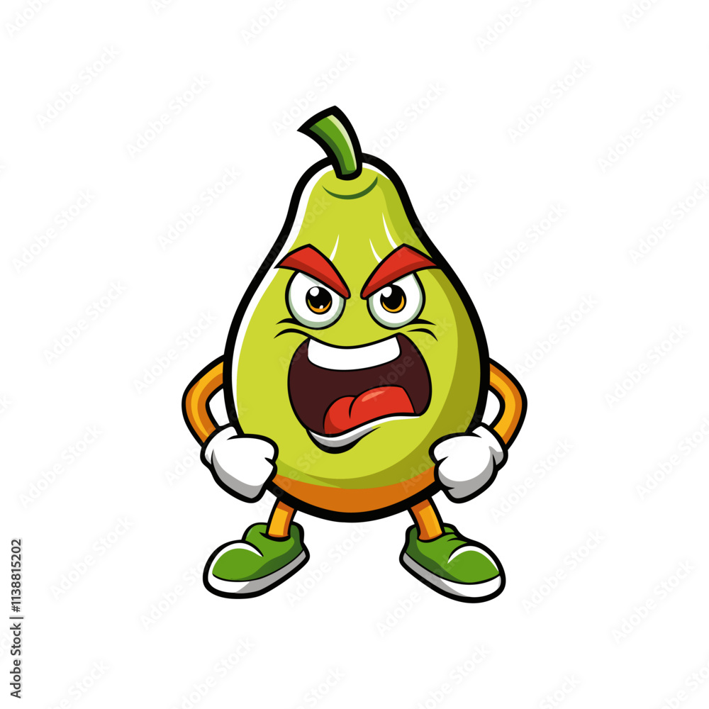 Obraz premium Pear Mascot Logos - Fun, Angry, Gaming, Artistic, and Spunky Vector Designs, Creative pear mascot logos in fun, angry, gaming, and artistic styles for versatile vector designs