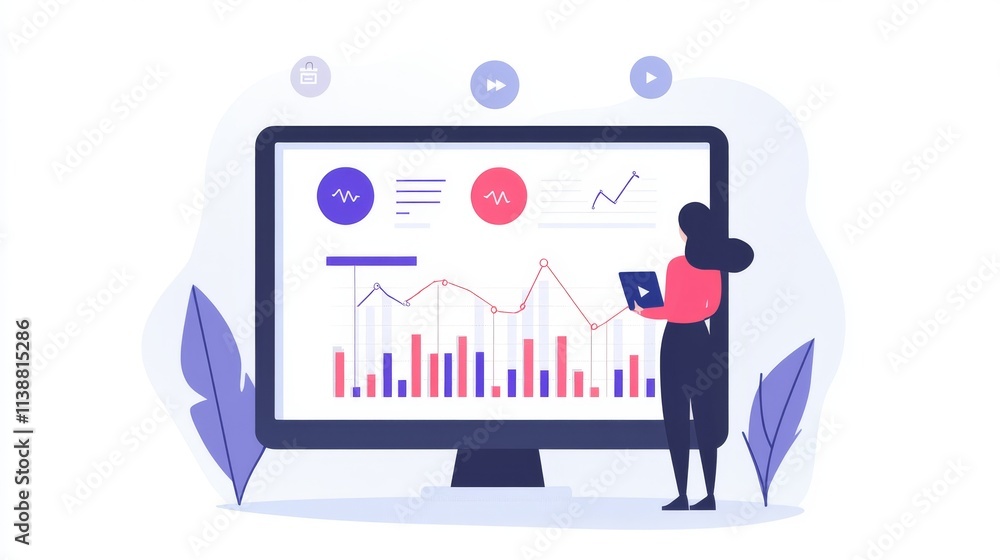 AI, Big Data, and business analytics icons represent the integration of advanced technology in analyzing graphs, business data, and market trends, driving strategic decisions and innovative solutions. AI, Big Data, and business analytics icons represent the integration of advanced technology in analyzing graphs, business data, and market trends, driving strategic decisions and innovative solutions.