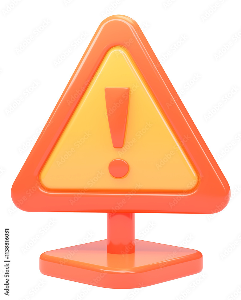 3D cartoon alert icon with exclamation mark on transparency background 3D cartoon alert icon with exclamation mark on transparency background