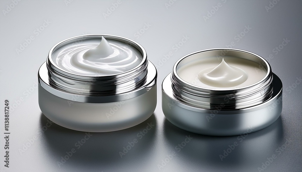 Luxurious face cream in elegant jars. Smooth, creamy texture. Skincare. Luxurious face cream in elegant jars. Smooth, creamy texture. Skincare.