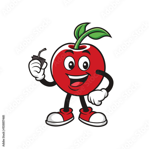 Cherry Mascot Logo Vector: Coffee, Glasses, Books, Angry, Gaming, Paint, Boxing Gloves Designs, Creative cherry mascot logos with coffee, books, gaming, and boxing themes in vector illustration style. photo