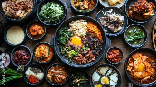 Korean Cuisine Variety Dining Table Food Photography