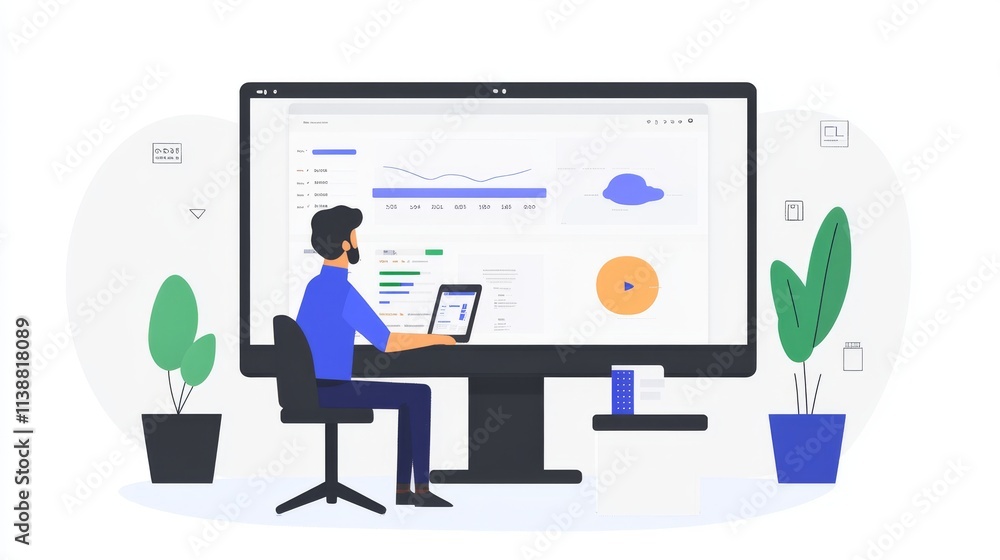 Business graph and trade monitor Business graph and trade monitor