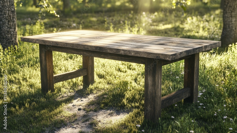 Tree Table wood Podium in farm display for food, perfume, and other products on nature background, Table in farm with grass, Sunlight at morning
Tree Table wood Podium in farm display for food, perfume, and other products on nature background, Table in farm with grass, Sunlight at morning