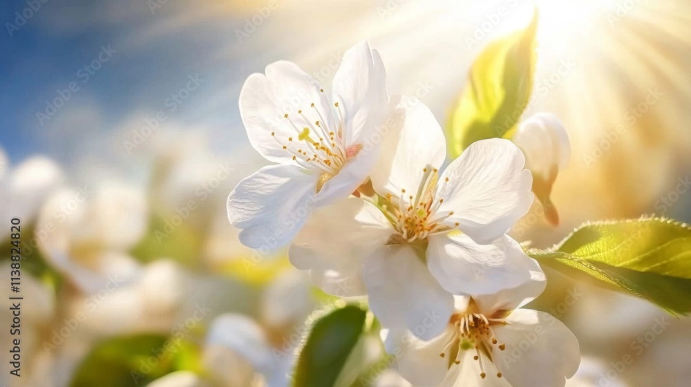 Delicate White Blossoms Basking In Sunlight Delicate White Blossoms Basking In Sunlight