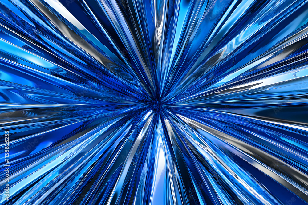Obraz premium Abstract blue metallic radiating lines background. Perfect for modern designs, technology concepts, or futuristic visuals.