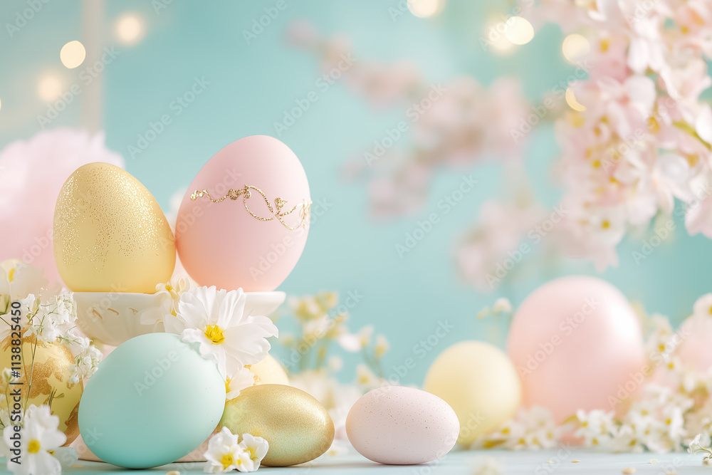 Pastel eggs surrounded by fresh flowers capture the essence of spring celebration Pastel eggs surrounded by fresh flowers capture the essence of spring celebration