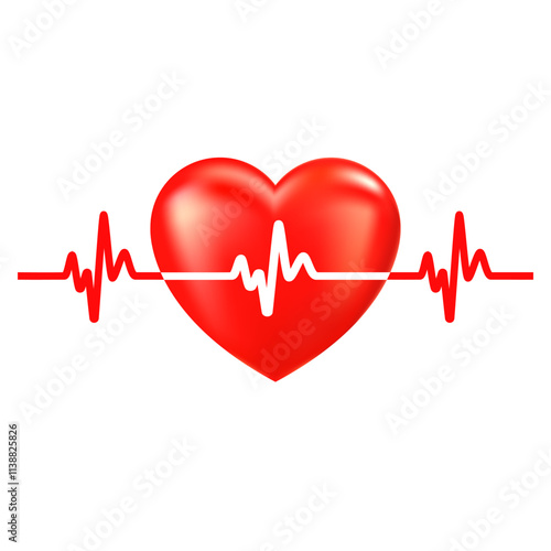 Heart beat icon. Heart shape with pulse line. Vector illustration