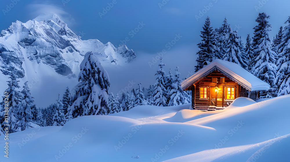 candle lantern / lamp in deep snowy landscape. candle lantern / lamp in deep snowy landscape.