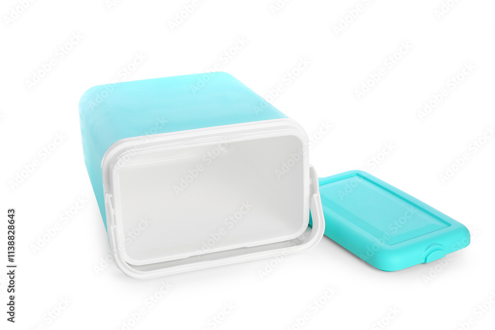 Modern beach cooler on white background Modern beach cooler on white background