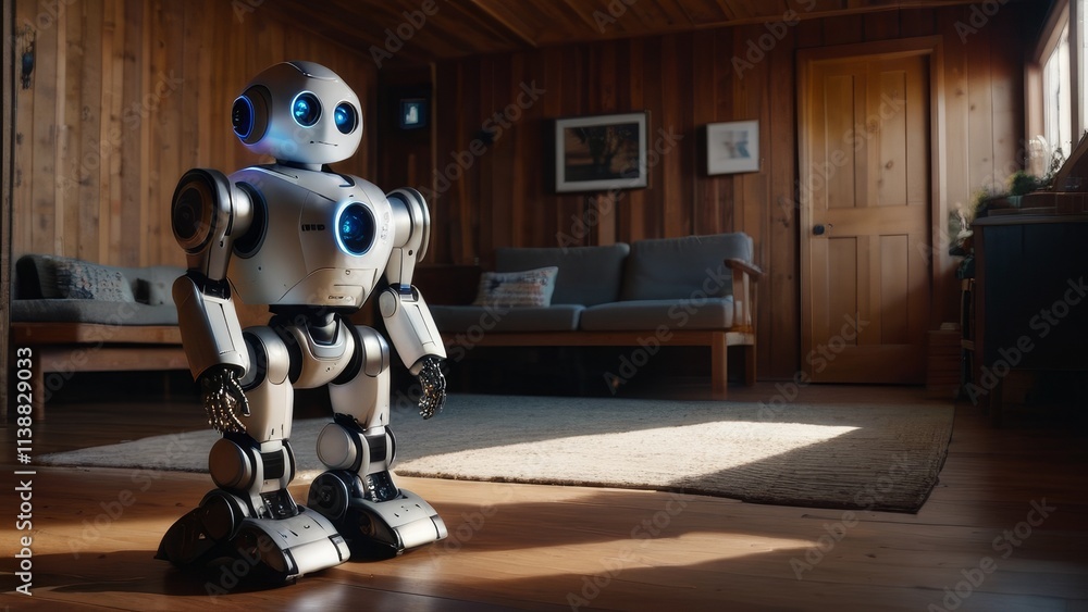 Fototapeta premium A robot is standing in a living room
