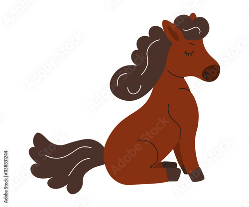 Cute brown horse resting with closed eyes in a serene pose