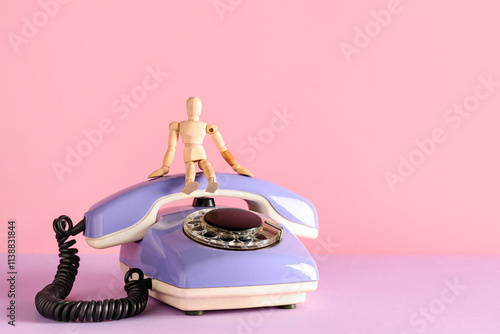 Lilac retro telephone with ...