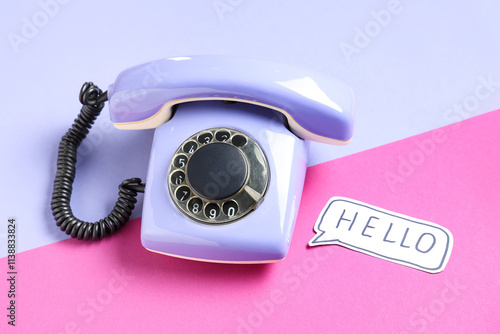 Lilac retro telephone and s...