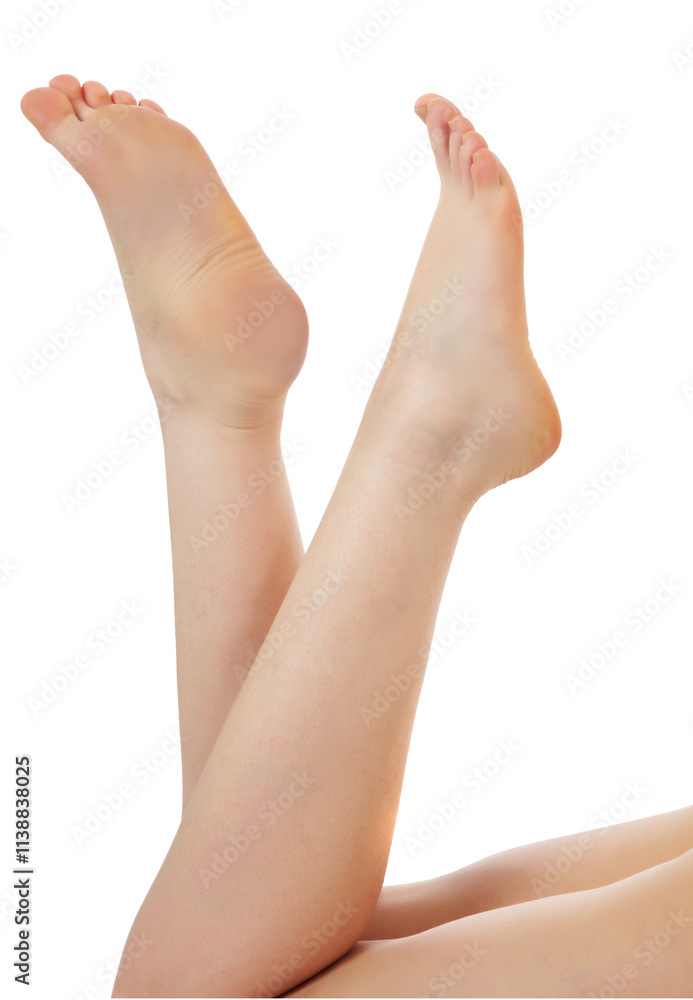 Cute woman legs isolated closeup Cute woman legs isolated closeup