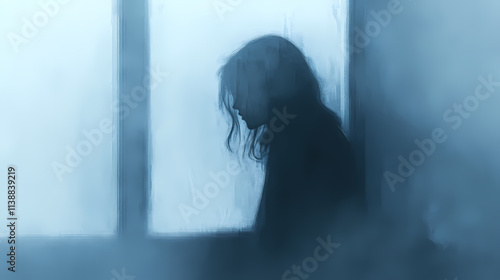 As i gaze out of the foggy glass the world beyond is transformed into a dreamy blur the once vibrant colors of the landscape are now muted as if covered by a gauzy. Diaphanous. Illustration photo