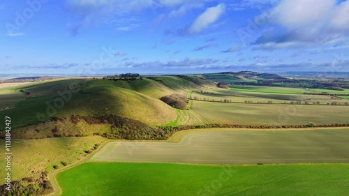 Wallpaper Mural Aerial shot travelling along hillsides  at alton barnes in Wiltshire UK Torontodigital.ca