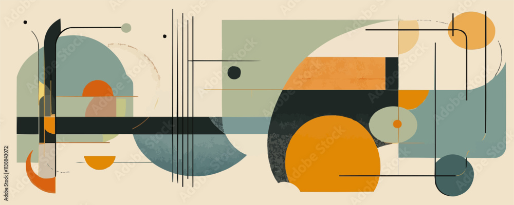 Explore abstract mid-century designs with simple lines and retro color palettes. Great for contemporary decor and design projects, vector illustration, flat style. Explore abstract mid-century designs with simple lines and retro color palettes. Great for contemporary decor and design projects, vector illustration, flat style.