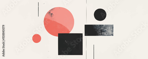 Explore geometric shapes with Brutalist aesthetics, focusing on raw and unrefined forms. Great for modern branding and graphic design, vector illustration, flat style.