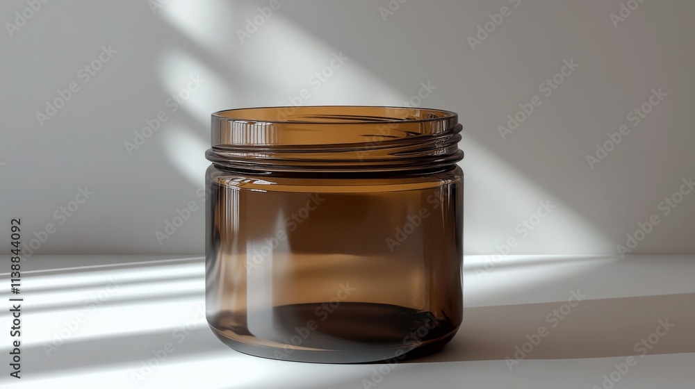 Minimalistic shot of a brown glass jar with dramatic lighting and a blurred background Minimalistic shot of a brown glass jar with dramatic lighting and a blurred background
