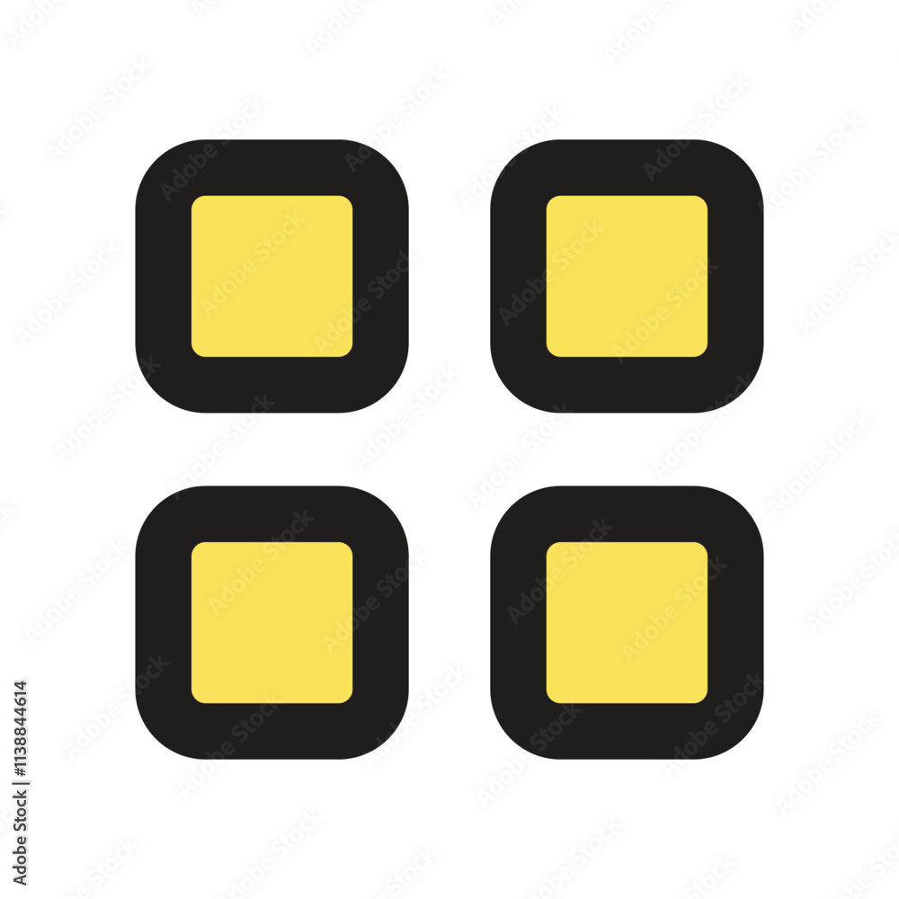 A simple digital image depicting four yellow squares arranged in a two by two grid pattern. A simple digital image depicting four yellow squares arranged in a two by two grid pattern.