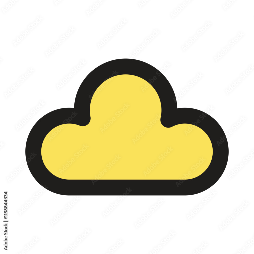 The image shows a simple pixelated yellow cloud icon suitable for digital interfaces. The image shows a simple pixelated yellow cloud icon suitable for digital interfaces.