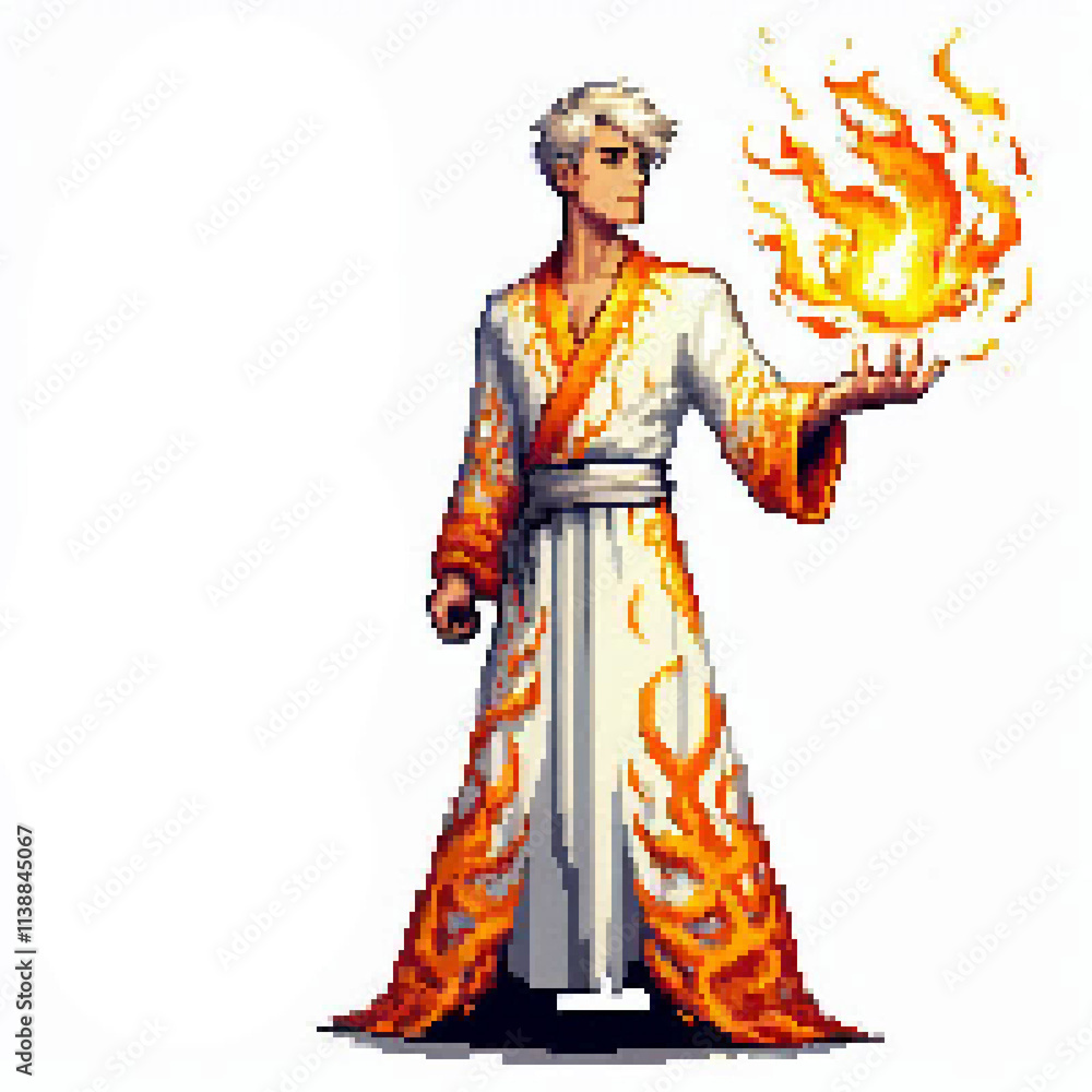 Fototapeta premium Pixel art fire mage 