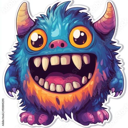 vector sticker cartoon Friendly Monsters in Bright Colors " ai generator "