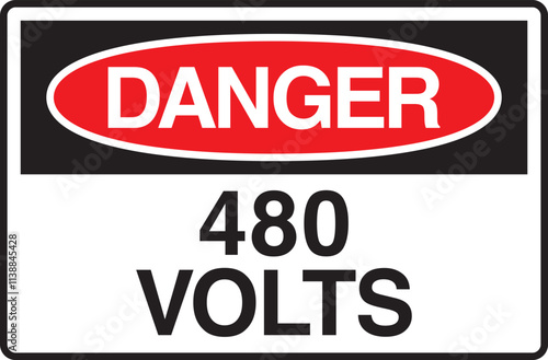 Danger 480 Volts Symbol Sign Vector Stock
