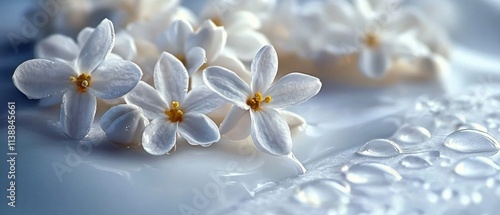 Wallpaper Mural Delicate White Flowers with Water Droplets: Stunning Macro Photography Torontodigital.ca