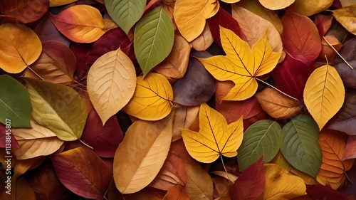 Autumn Leaves Background, Vibrant Autumn Leaves, Colorful Autumn Leaf Texture, Warm Autumn Tones