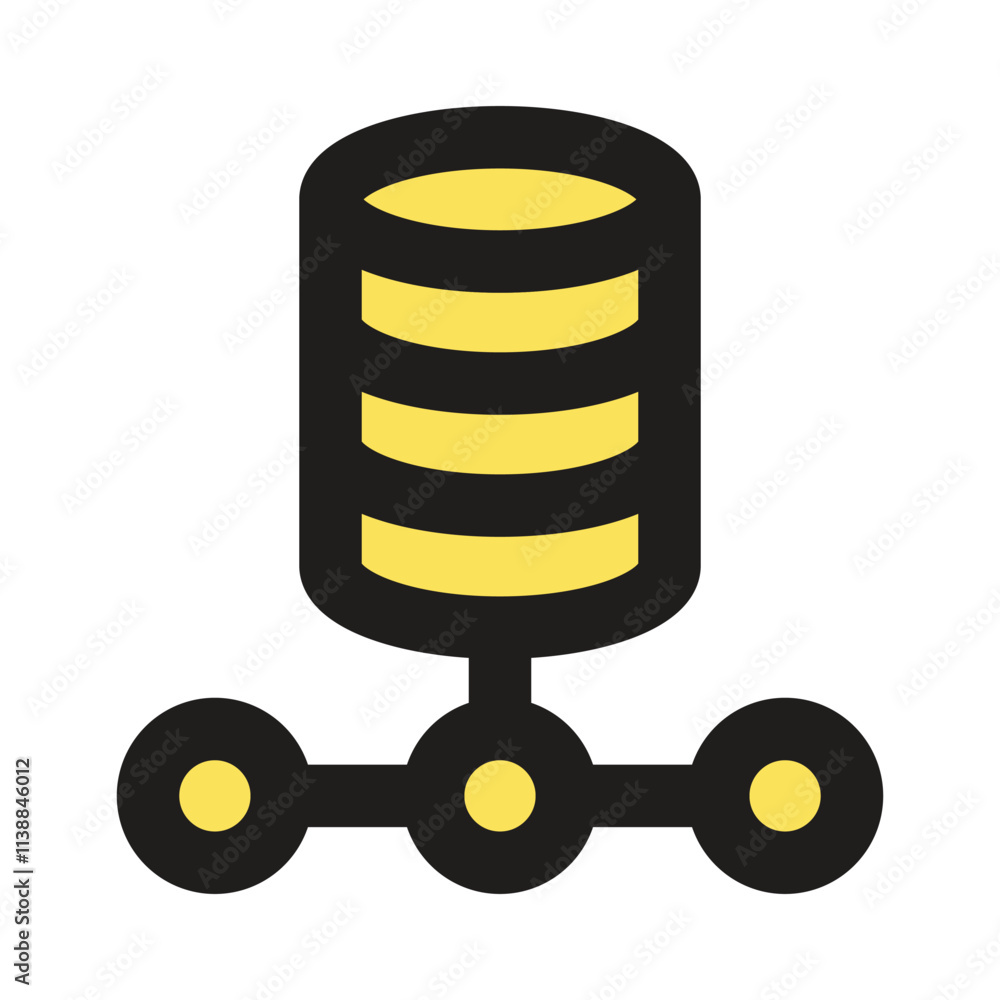 The image shows a pixel art icon representing a database connected to a network. The image shows a pixel art icon representing a database connected to a network.