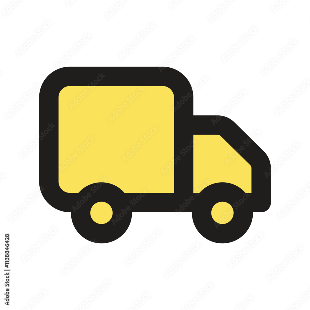 The image shows a simplified pixel art depiction of a yellow delivery truck. The image shows a simplified pixel art depiction of a yellow delivery truck.