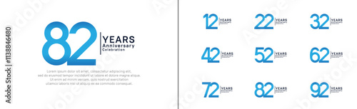 anniversary logo set. vector design blue and black color can be use for special moment
