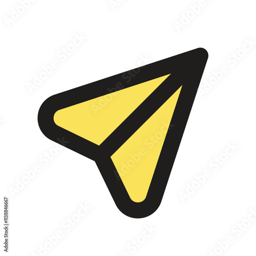 A pixelated yellow paper airplane icon representing messaging or email communication.