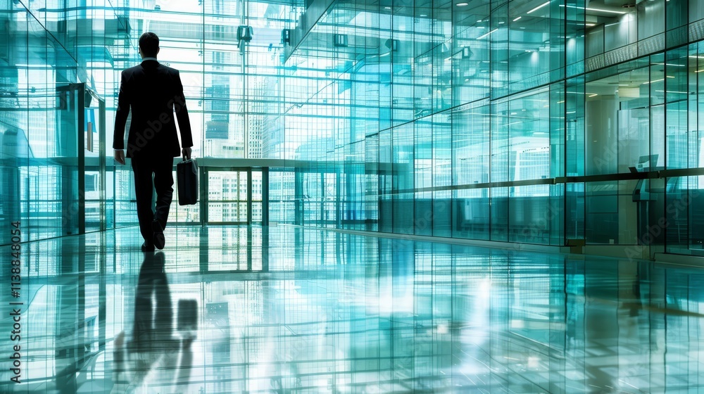 Silhouette of a driven businessman pursuing his goals in a generative ai artwork Silhouette of a driven businessman pursuing his goals in a generative ai artwork