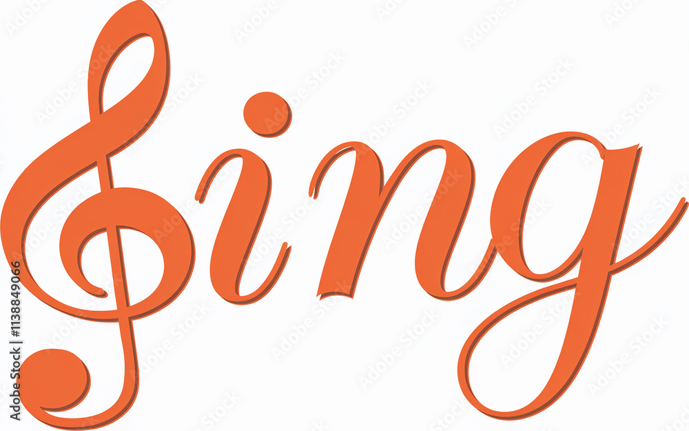 Naklejka premium Orange Treble Clef Sing Music Symbol Graphic
