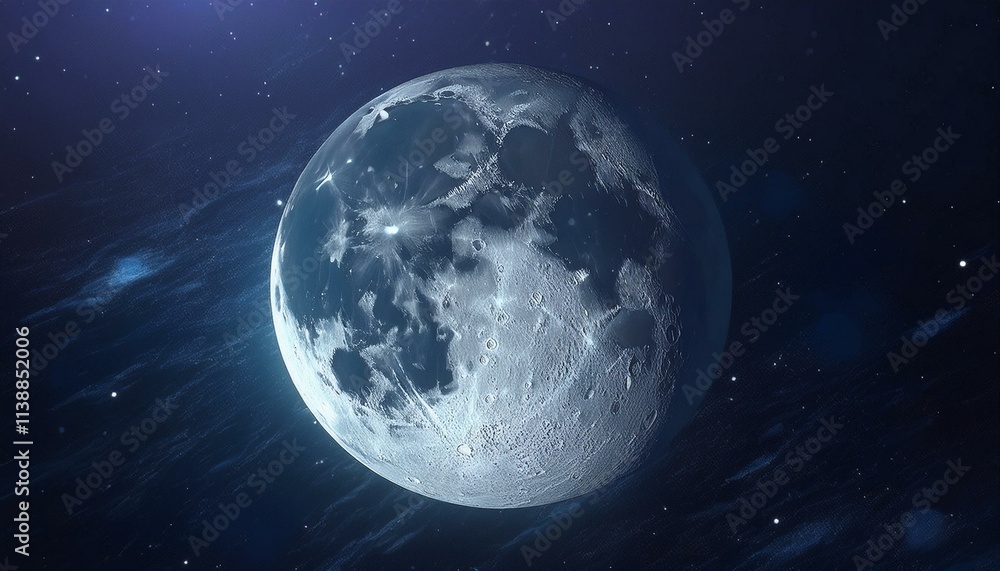 Naklejka premium Planet Earth And Moon - View of the moon from below. Dedicated to the star. Around Satellites