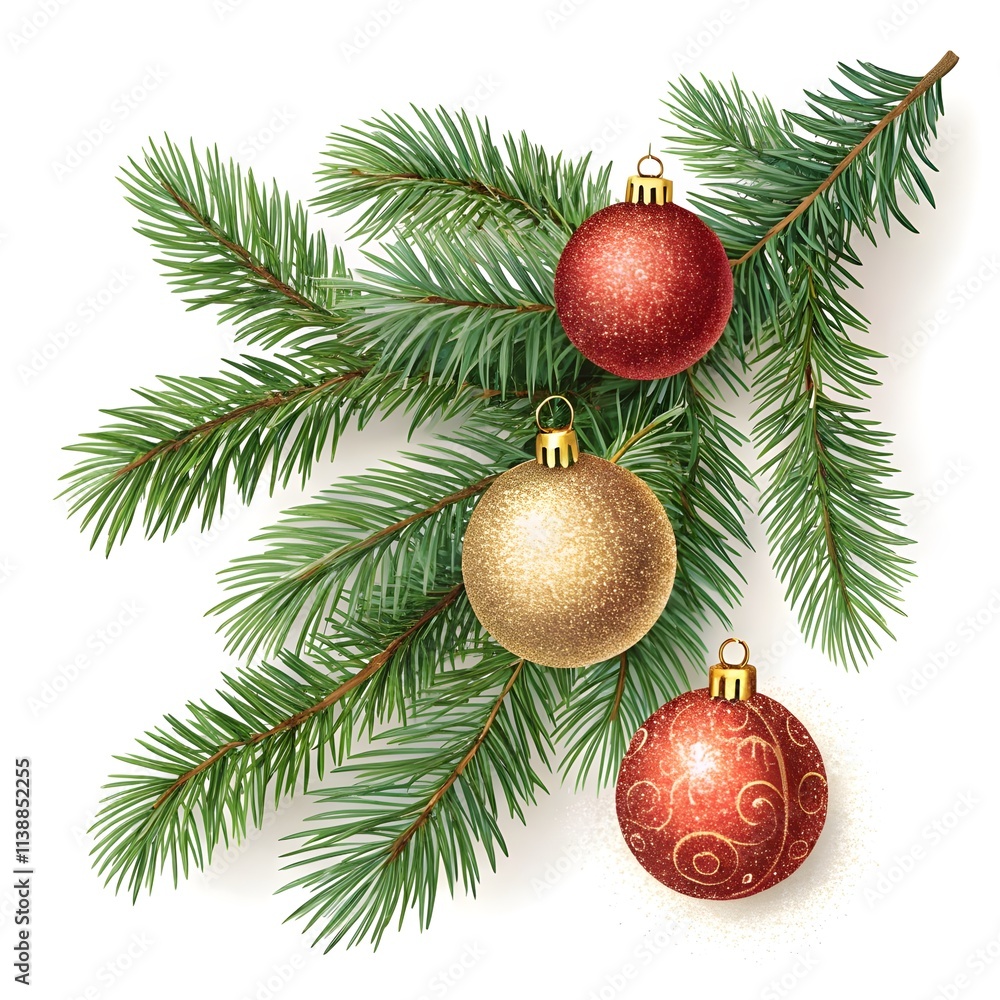 Fototapeta premium christmas tree branch with red ball