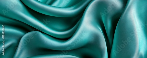 Wallpaper Mural Turquoise Fabric with Ripples and Folds. Colorful Luxury Surface Banner. Torontodigital.ca