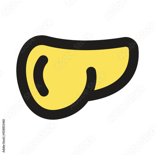 A rudimentary pixel art image showing a simplified representation of a human pancreas.