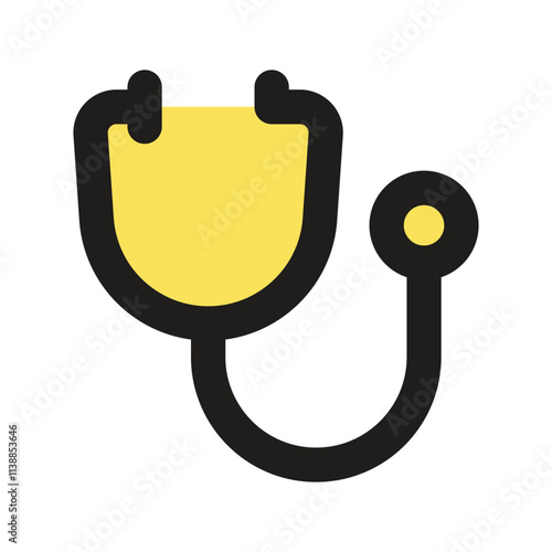 The image shows a pixelated representation of a classic stethoscope a common medical tool.