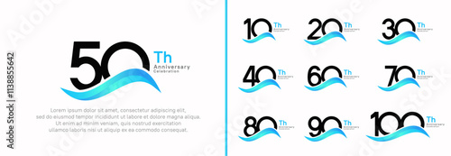 anniversary logotype set. vector design black color number can be use for special moment