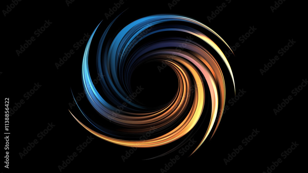 Fototapeta premium Swirling colored metallic vortex in black, modern, metallic. Vortex. Illustration