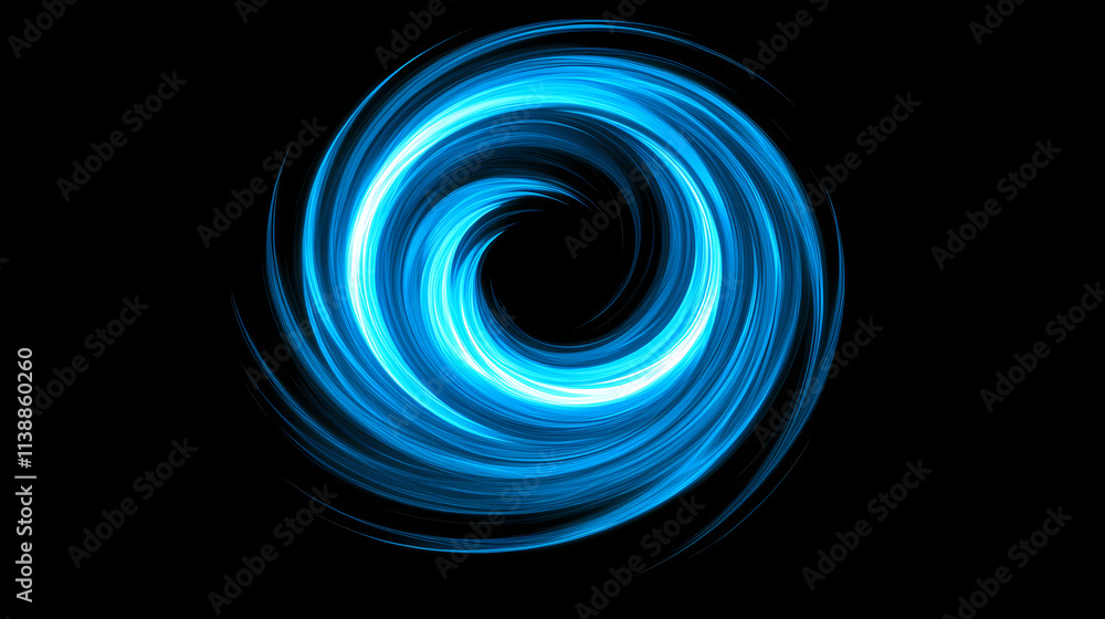 Bright blue neon vortex abstract glowing swirl black background. Vortex. Illustration Bright blue neon vortex abstract glowing swirl black background. Vortex. Illustration