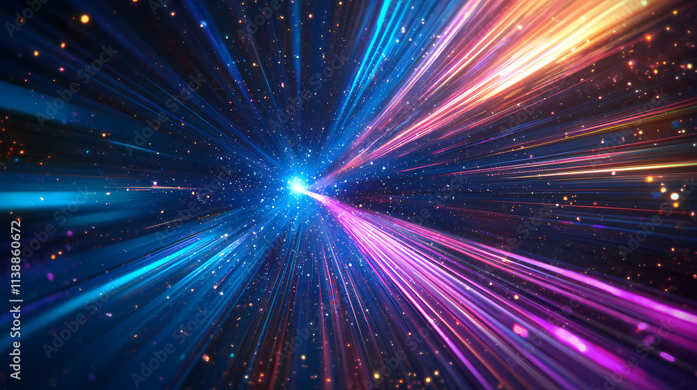 Obraz premium Distant quasar emitting powerful beams across the universe. Vortex. Illustration