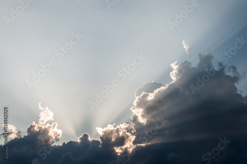 A Dramatic Cloud Formation Enhanced by Beautiful Sunlight Rays Illuminating the Sky