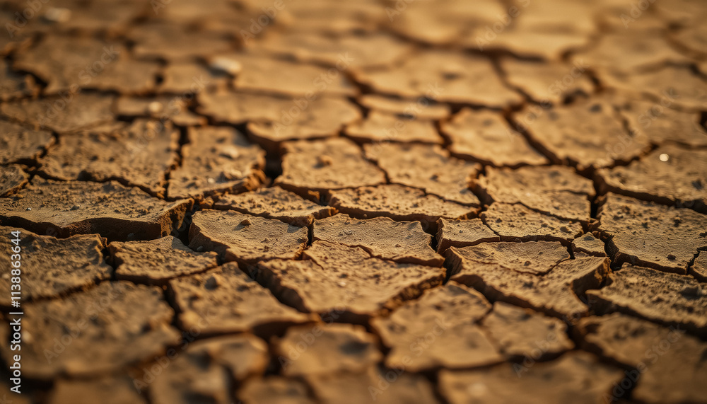 Obraz premium A close-up of cracked, dry earth in a parched landscape, highlighting environmental issues, texture, and the impact of drought on nature.